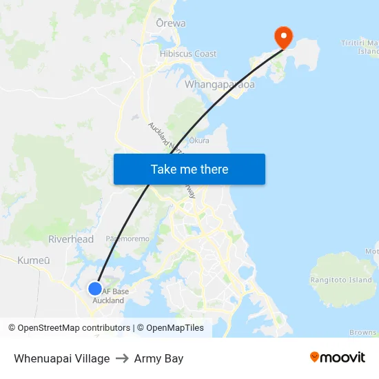 Whenuapai Village to Army Bay map