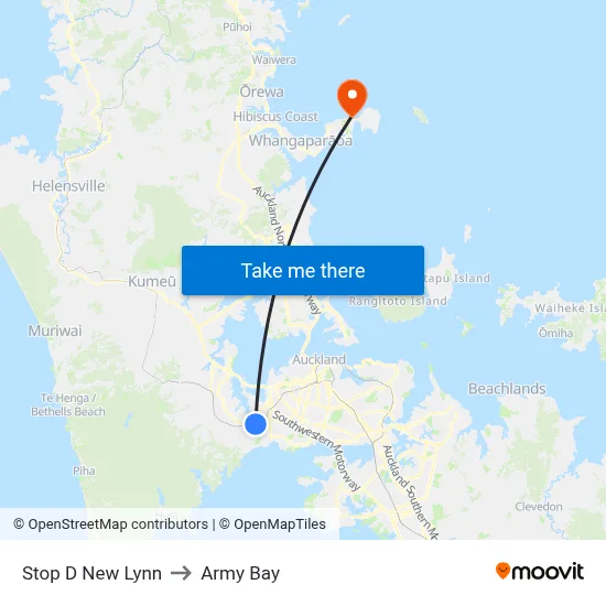 Stop D New Lynn to Army Bay map