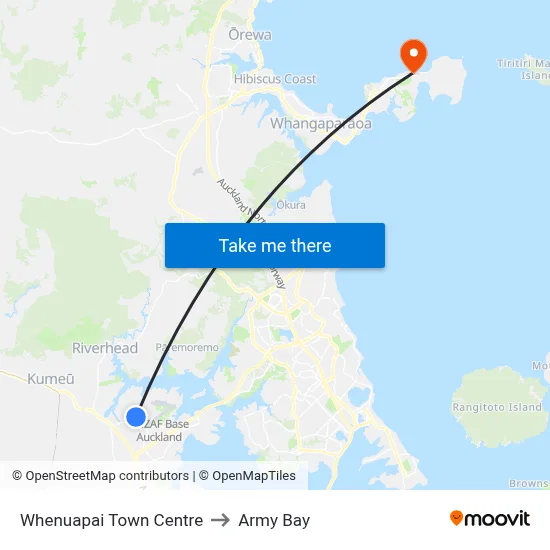 Whenuapai Town Centre to Army Bay map