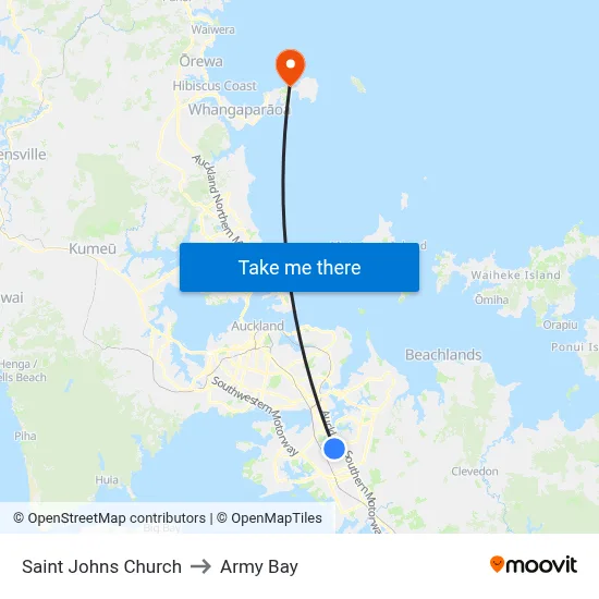 Saint Johns Church to Army Bay map