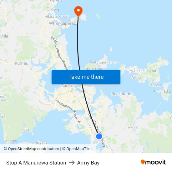 Stop A Manurewa Station to Army Bay map