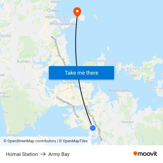 Homai Station to Army Bay map