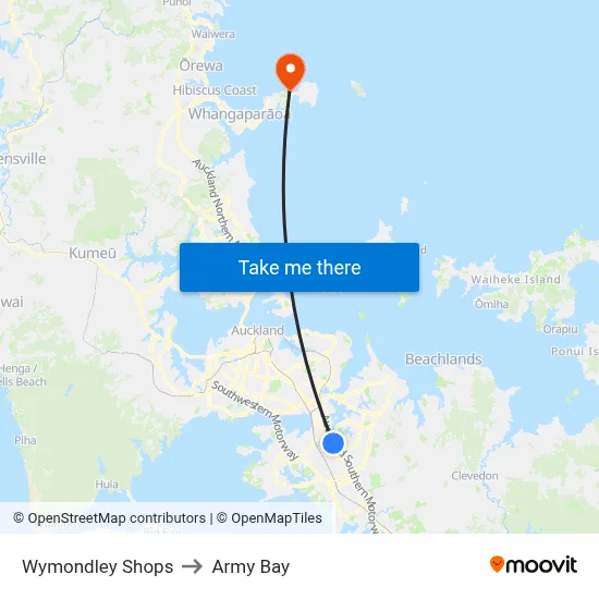 Wymondley Shops to Army Bay map