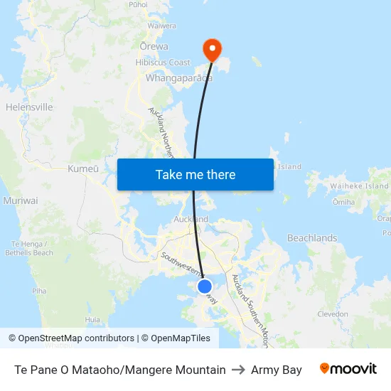 Te Pane O Mataoho/Mangere Mountain to Army Bay map