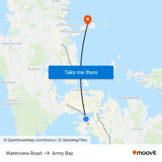 Waterview Road to Army Bay map