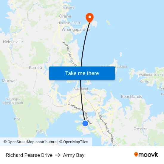 Richard Pearse Drive to Army Bay map