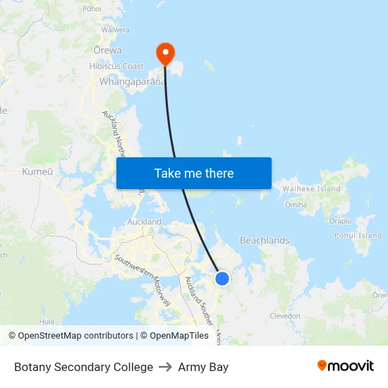 Botany Secondary College to Army Bay map