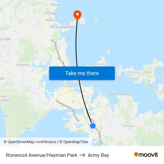 Ronwood Avenue/Hayman Park to Army Bay map