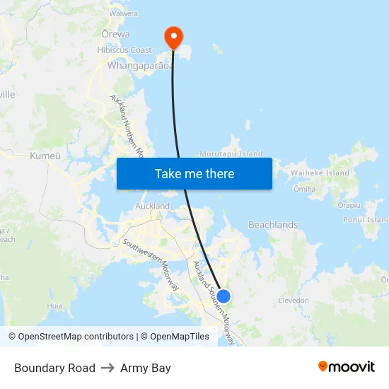 Boundary Road to Army Bay map