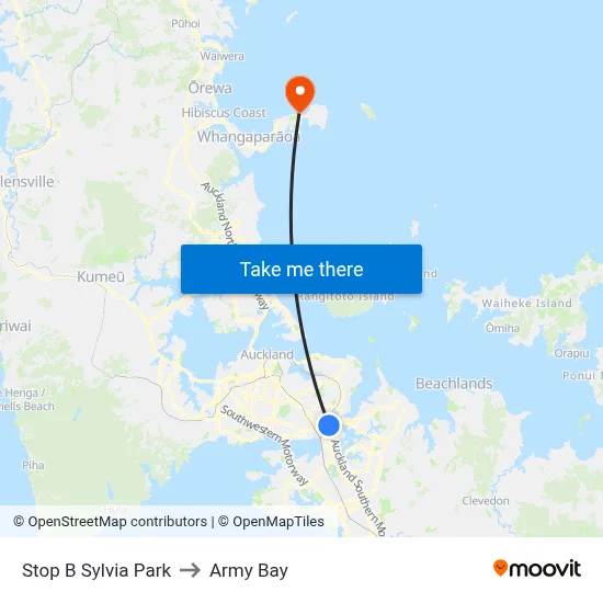 Stop B Sylvia Park to Army Bay map