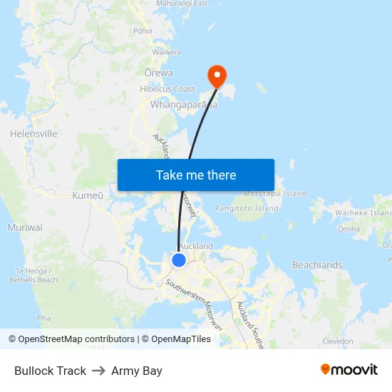 Bullock Track to Army Bay map