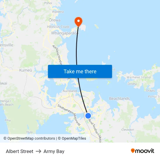 Albert Street to Army Bay map