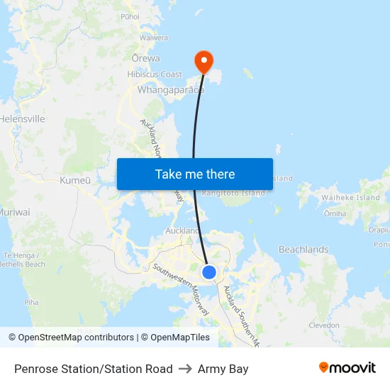 Penrose Station/Station Road to Army Bay map
