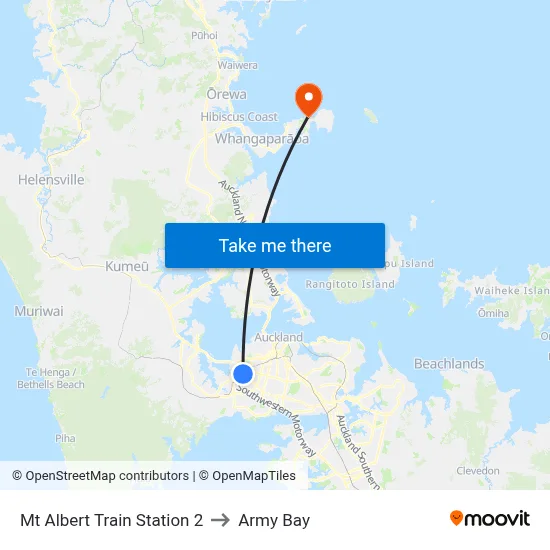Mt Albert Train Station 2 to Army Bay map