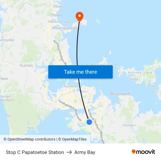 Stop C Papatoetoe Station to Army Bay map
