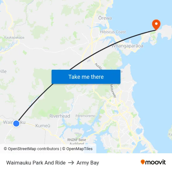 Waimauku Park And Ride to Army Bay map