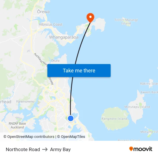 Northcote Road to Army Bay map