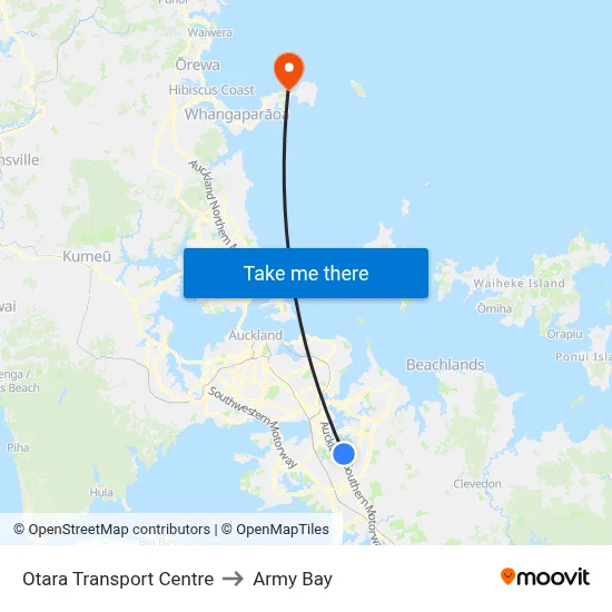 Otara Transport Centre to Army Bay map