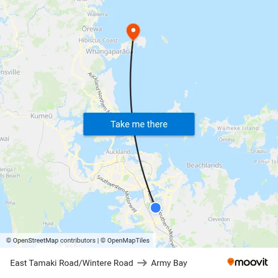 East Tamaki Road/Wintere Road to Army Bay map