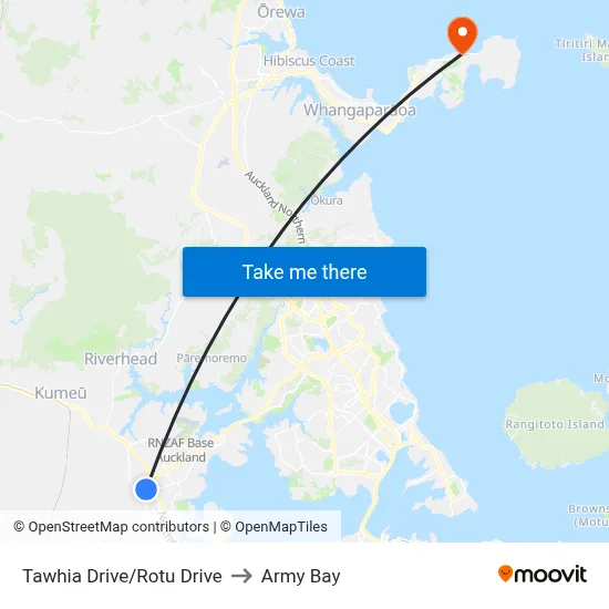 Tawhia Drive/Rotu Drive to Army Bay map