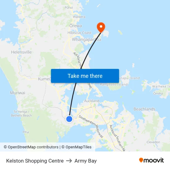 Kelston Shopping Centre to Army Bay map