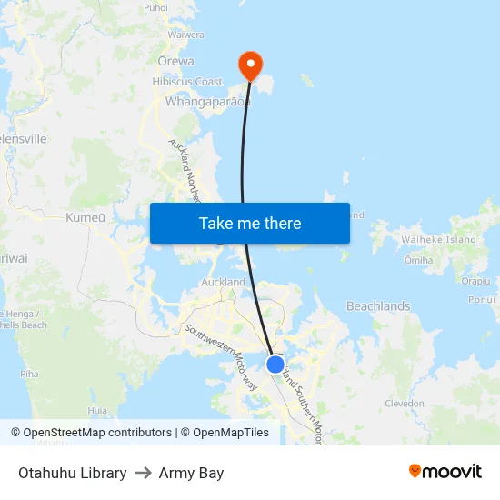 Otahuhu Library to Army Bay map