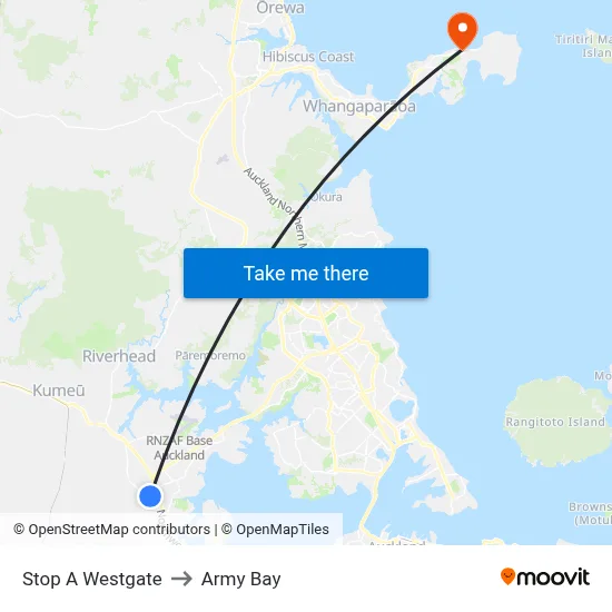 Stop A Westgate to Army Bay map