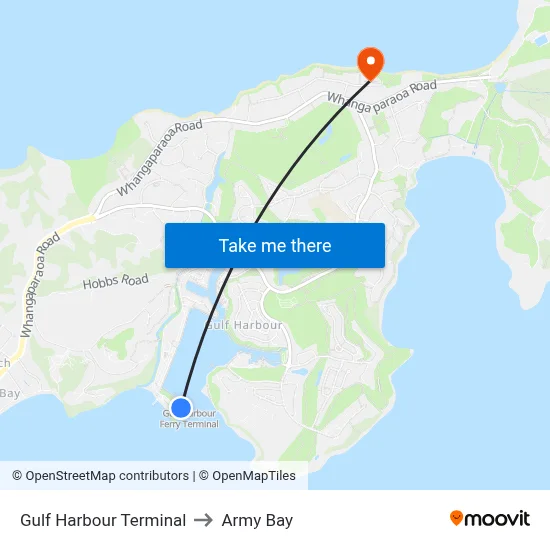 Gulf Harbour Terminal to Army Bay map