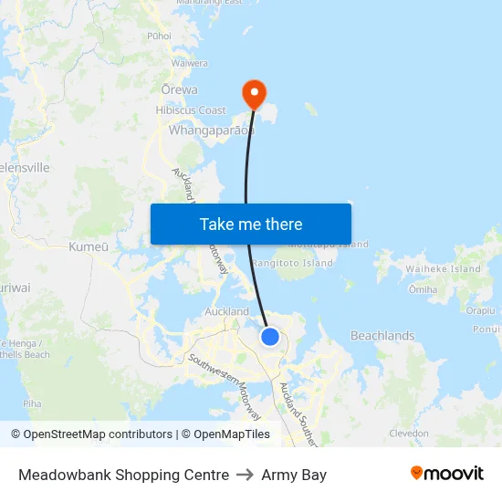 Meadowbank Shopping Centre to Army Bay map
