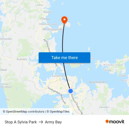 Stop A Sylvia Park to Army Bay map