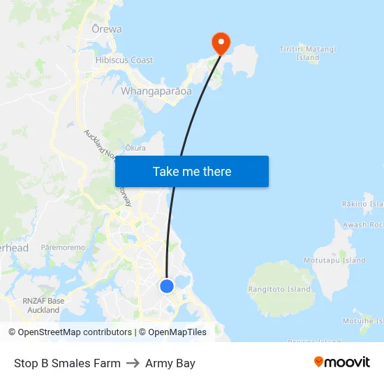 Stop B Smales Farm to Army Bay map