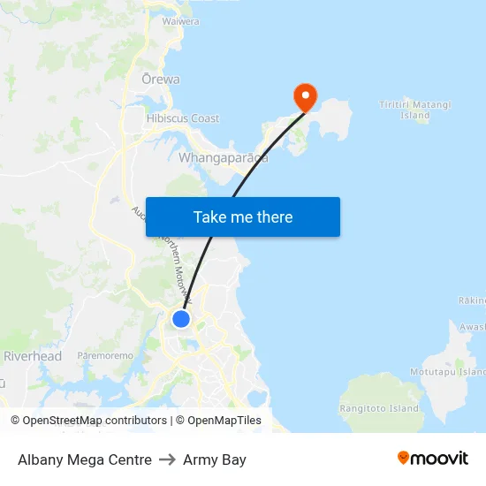 Albany Mega Centre to Army Bay map