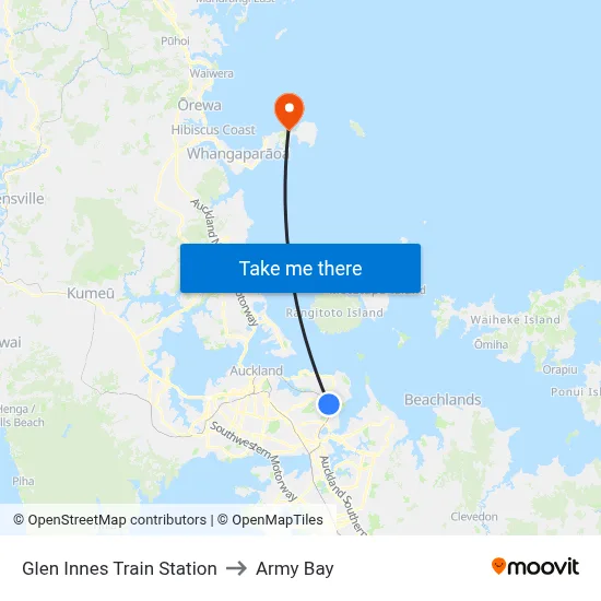Glen Innes Train Station to Army Bay map