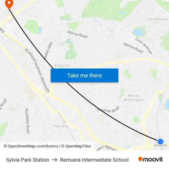 Sylvia Park Station to Remuera Intermediate School map