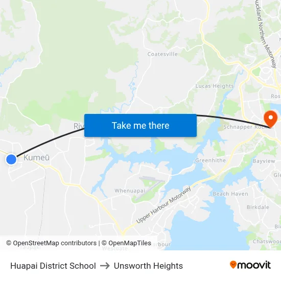 Huapai District School to Unsworth Heights map