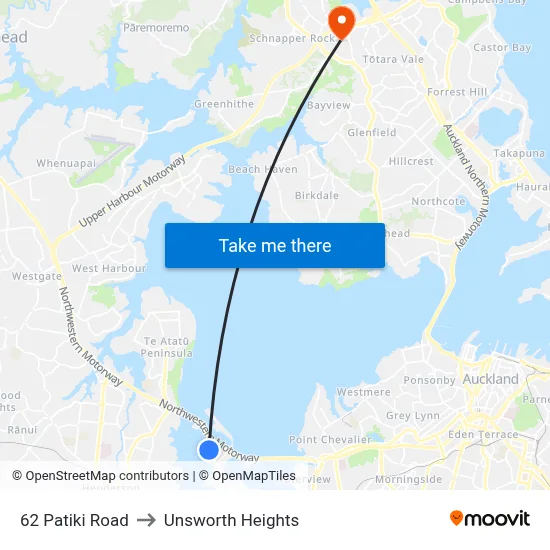 62 Patiki Road to Unsworth Heights map