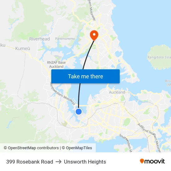 399 Rosebank Road to Unsworth Heights map