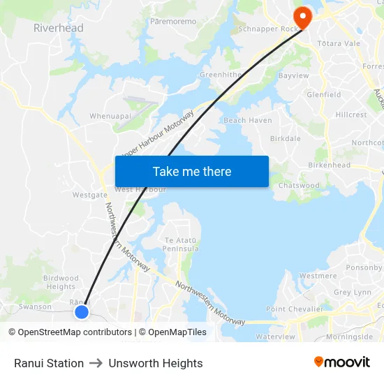 Ranui Station to Unsworth Heights map
