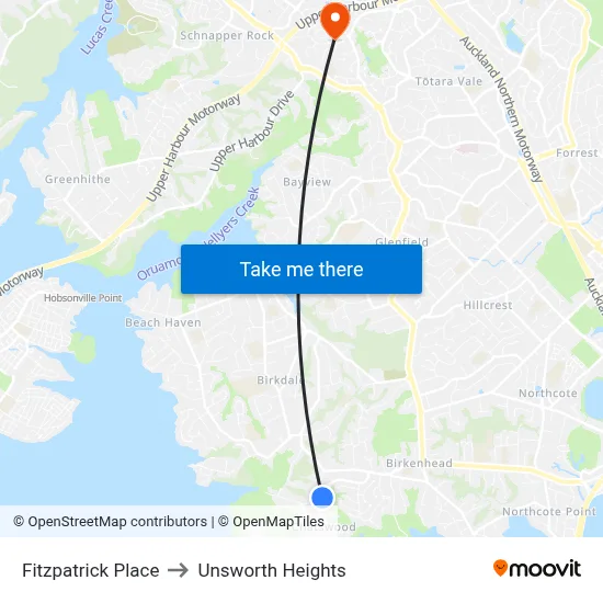 Fitzpatrick Place to Unsworth Heights map