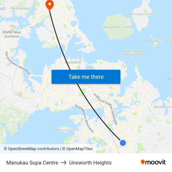 Manukau Supa Centre to Unsworth Heights map