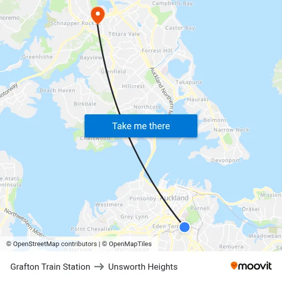 Grafton Train Station to Unsworth Heights map