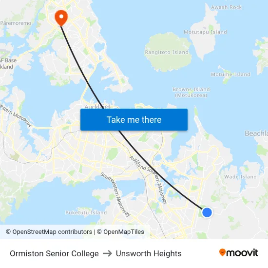 Ormiston Senior College to Unsworth Heights map