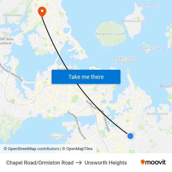 Chapel Road/Ormiston Road to Unsworth Heights map