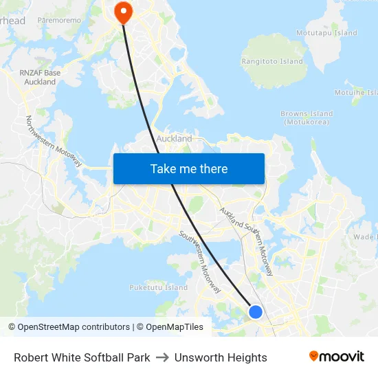 Robert White Softball Park to Unsworth Heights map