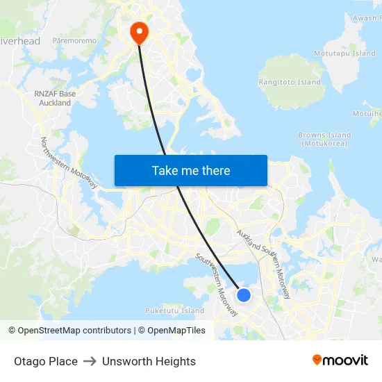 Otago Place to Unsworth Heights map