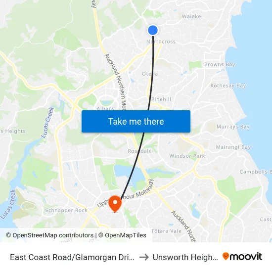 East Coast Road/Glamorgan Drive to Unsworth Heights map