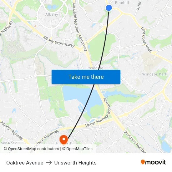 Oaktree Avenue to Unsworth Heights map
