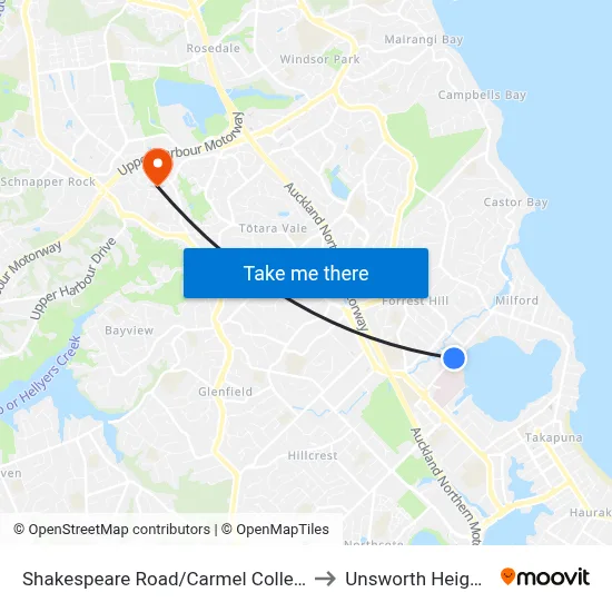 Shakespeare Road/Carmel College to Unsworth Heights map