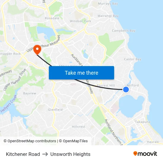 Kitchener Road to Unsworth Heights map