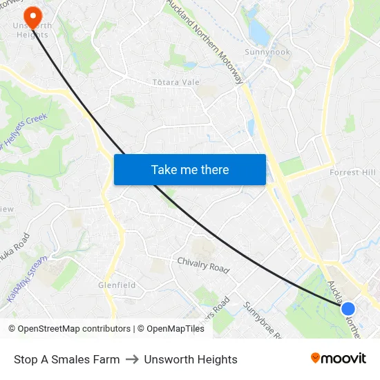 Stop A Smales Farm to Unsworth Heights map